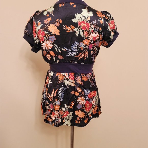 Anthropologie sill kimono top black floral size P - Picture 3 of 4